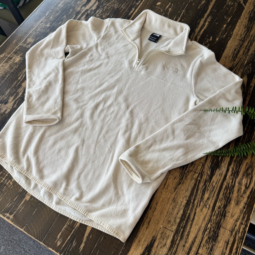 💫 THE NORTH FACE Cream Quarter-Zip Fleece Pullover – Size Medium